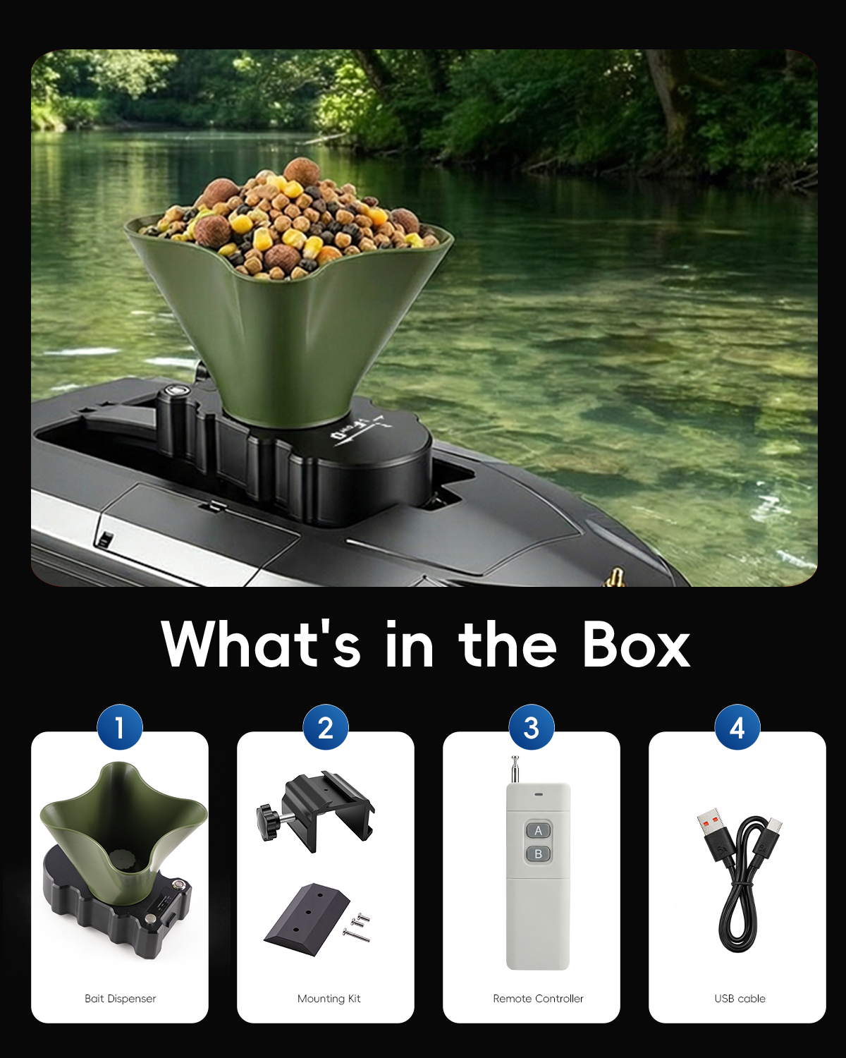 Carp Fishing Tackle - 360° Rotating Bait Dispenser & Bait