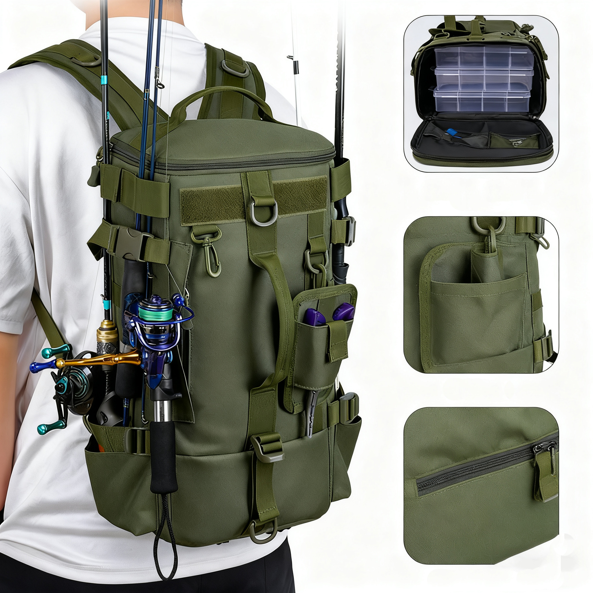 Fishing Equipment Organizer - Multifunctional Fishing Backpack Tackle Bag with