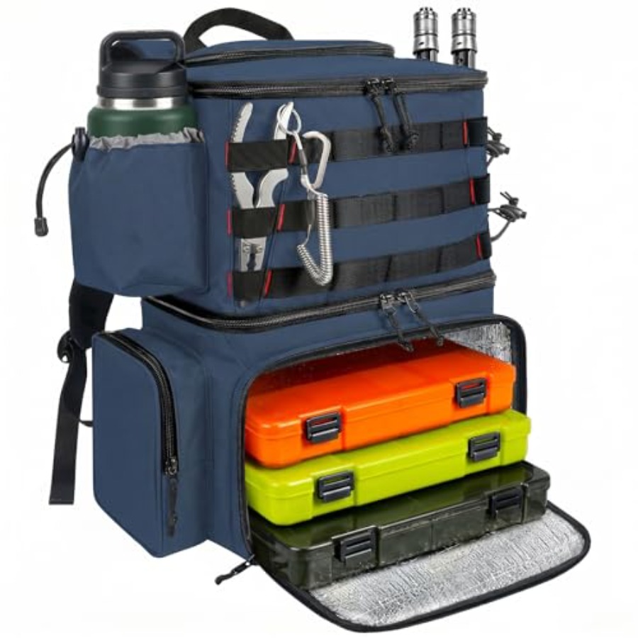Rod Holder Fishing - Fishing Backpack, Water Resistant Tackle Storage