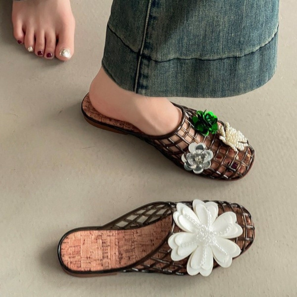 Fishing Net - Round Toe PVC Crystal Slippers Soft