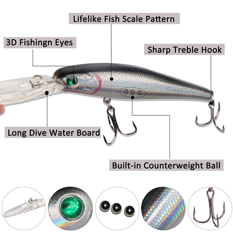 10PCS Minnow Fishing Lure 13.6 - Fishing Equipment Shop 评论和价格