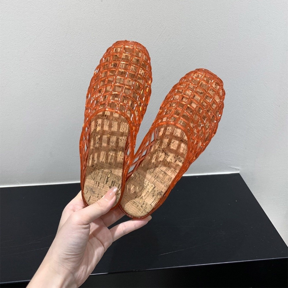 Round Toe PVC Crystal Slippers - Fishing Net 评论和价格