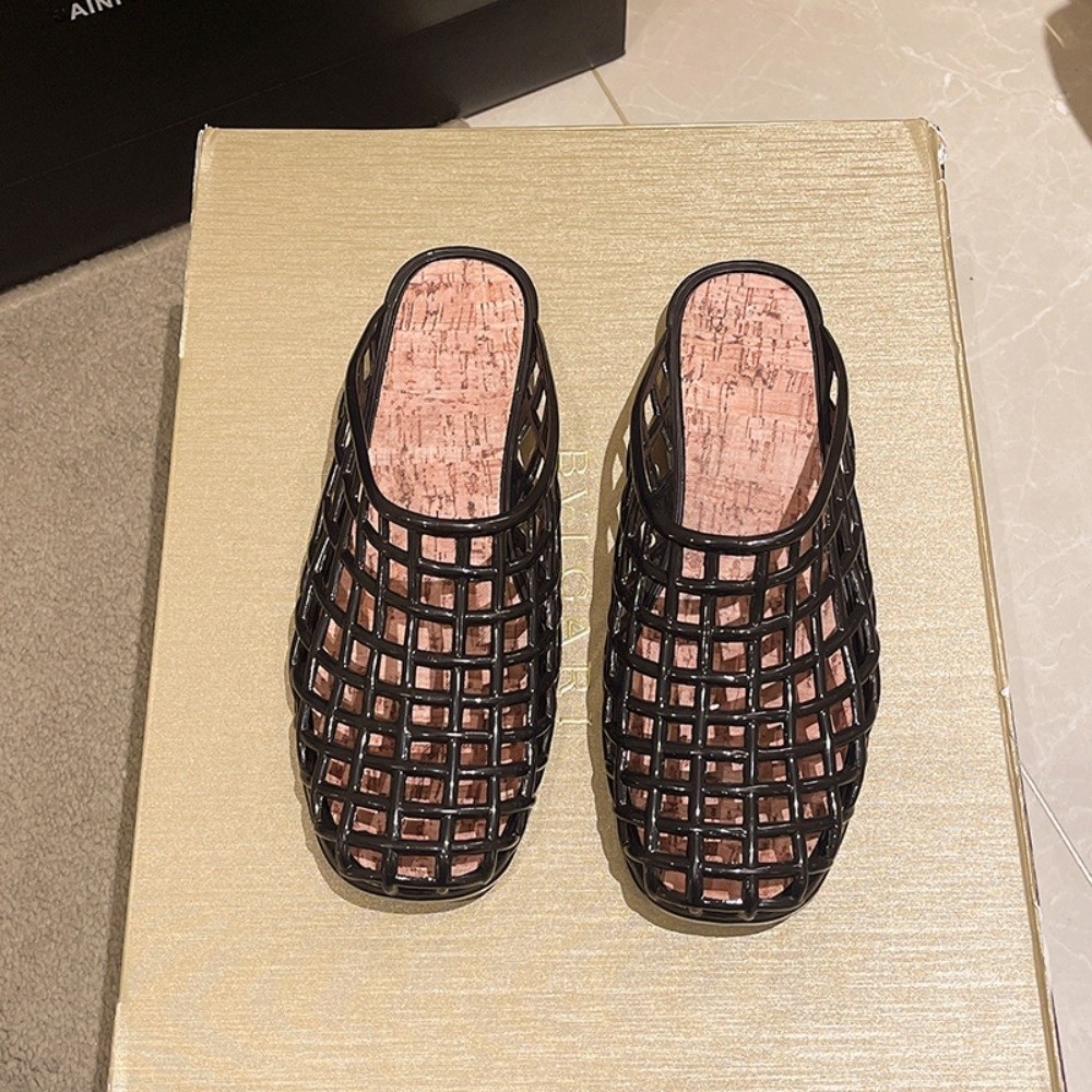 Round Toe PVC Crystal Slippers - Fishing Net 评论和价格