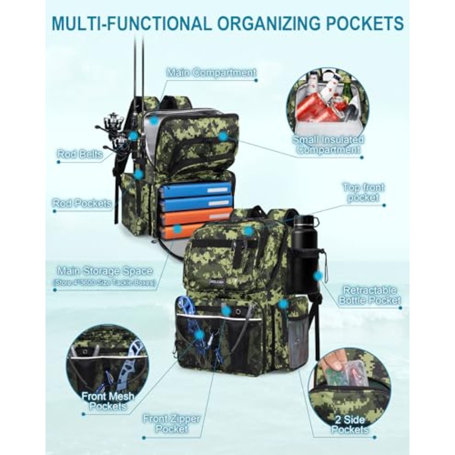 Fishing Backpack with Rod Hold - Fishing Equipment In 评论和价格